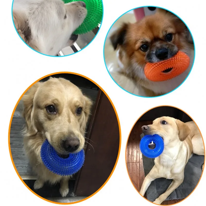 XL пищалка жевательные игрушки для домашних животных для Золотого ретривера большие собаки тренировка смешная Жевательная колючка круг маленькая звуковая игрушка для собаки Интерактивная