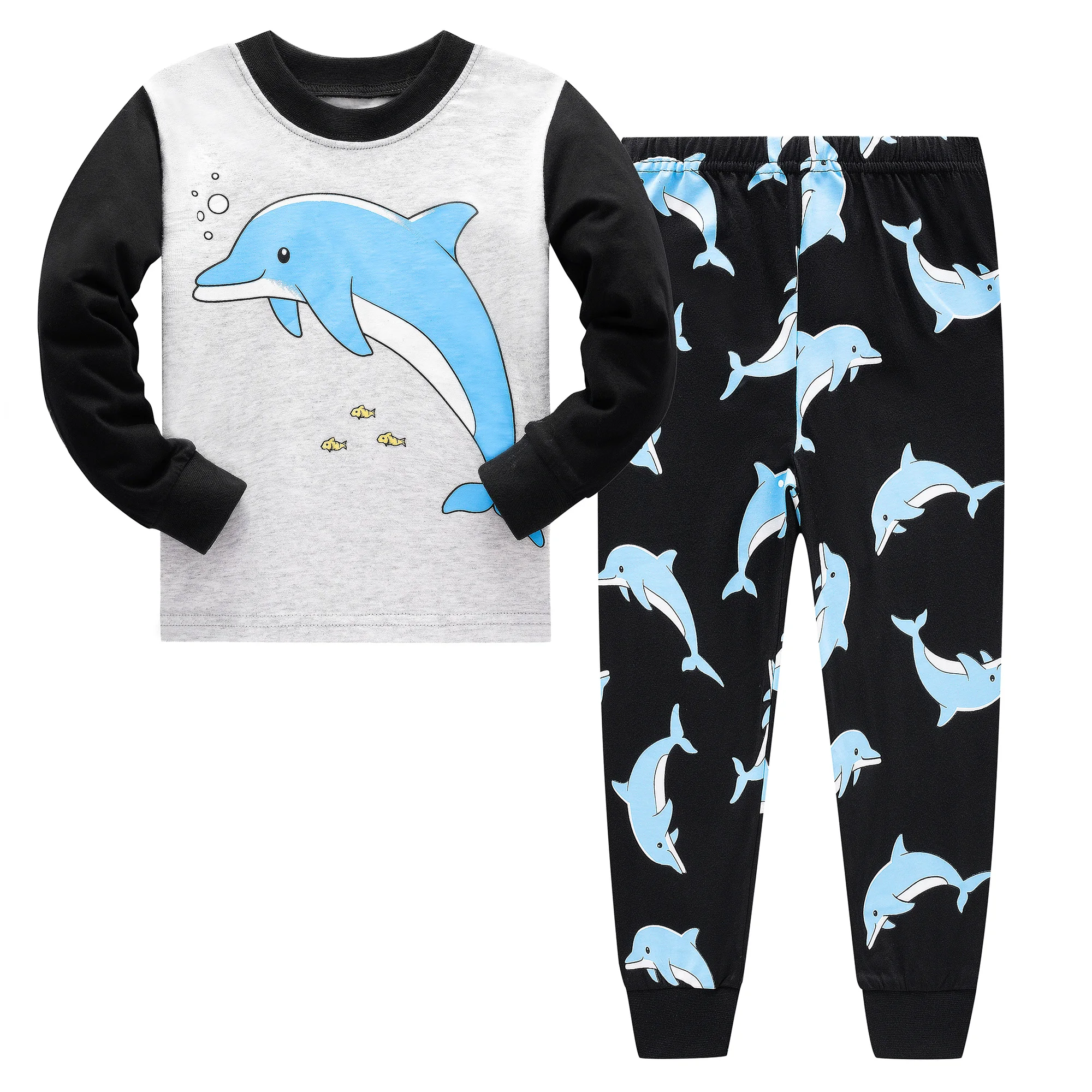 Dolphin&Fish Boys Pajamas Little Boy Toddler Pjs Set 100% Cotton Kids Clothes Children Sleepwear 