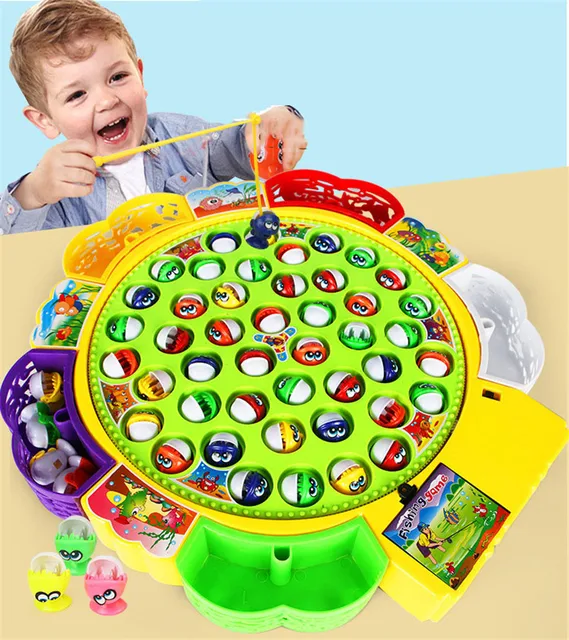 Electric Musical Rotating Fishing Toy Children Board Play Fish