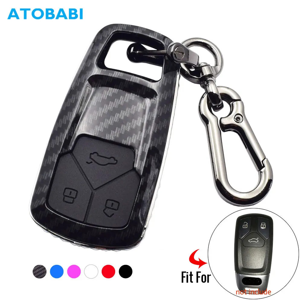 

Carbon Car Key Case For Audi A3 Q5 Q7 A6 A4 TT R8 2018 2019 3 Buttons Smart Remote Fob Cover Keychain Protector Auto Accessories