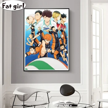 

Anime Poster Volleyball Boy Wall diamond painting round square Art Posters Japanese Style Animation embroidery mosaic Home Decor