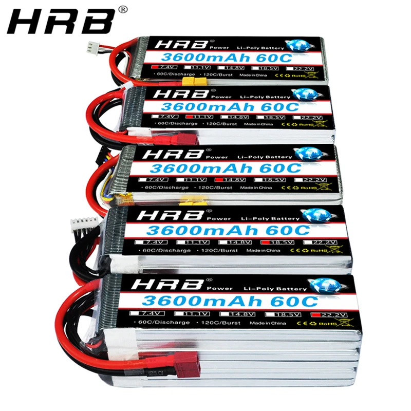 HRB 7 4 V 11 1 Lipo батарея 3600mah 60C XT60 T Deans 3S 2S 1S 22 2 RC FPV беспилотные самолеты Автомобильные