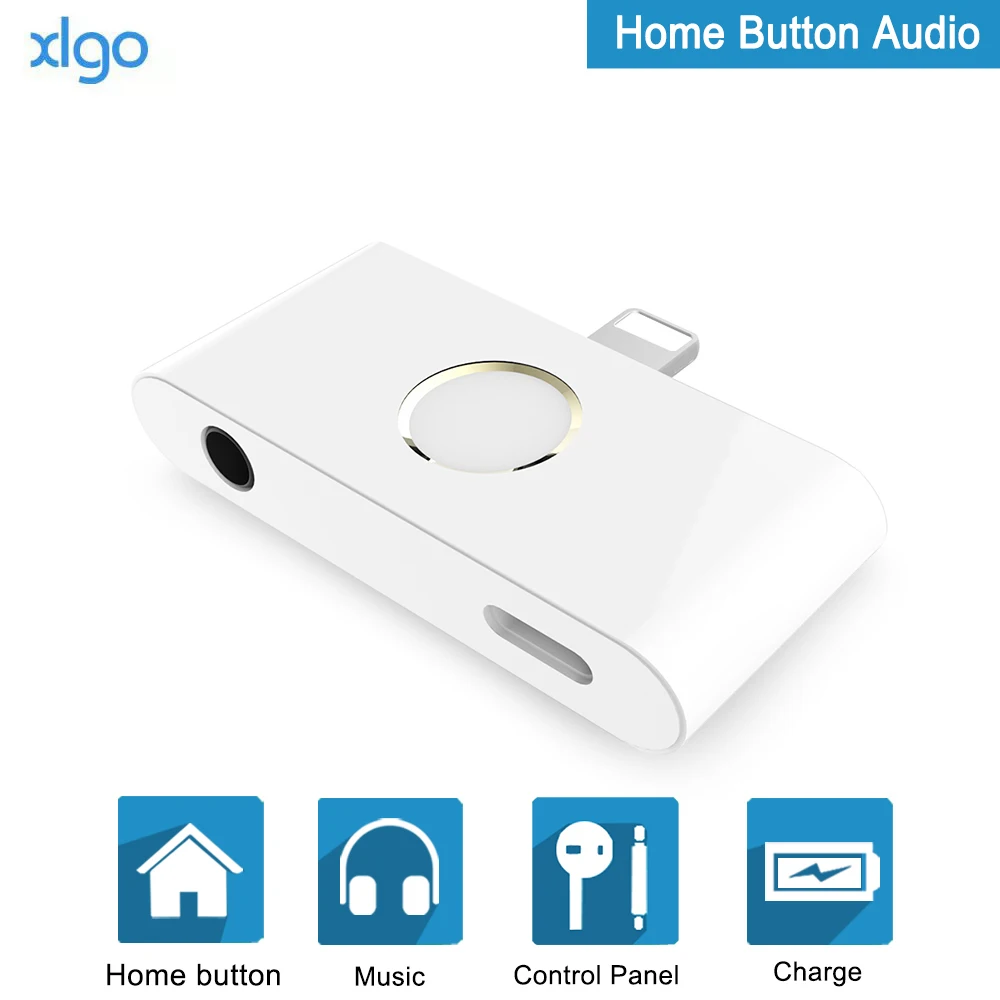Adapter for Lightning to 3 5 mm Audio Headphone Aux Jack converter with Home Key Charging Port for iPhone X XS XR 8 6S 7P 8P 7