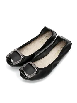 

Flat Shoes 2019 Head Shoe Woman Shoes Woman Soft Sole Shoes Black Occupation