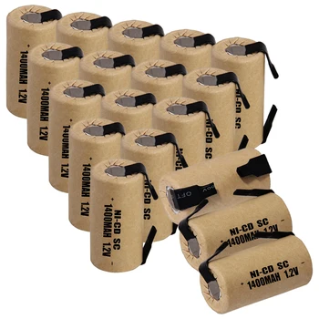 

18 pcs SC battery 1.2V SUBC batteries rechargeable high drain 1400mah with tabs color random