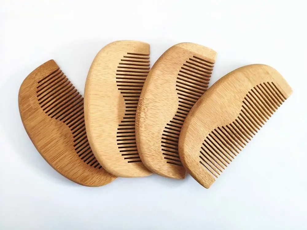 1PCS New Style Bamboo Wood Pocket Beard Comb Black Small Peach Hair Brush Make Up Tool For Men | Уход за волосами и укладка