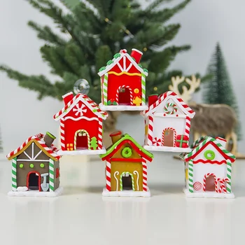 

Cute Christmas Decoration Miniature Figurines Fairy Snowman Snow Houses Painted Polymer Clay House Miniatures Holiday Gift 1