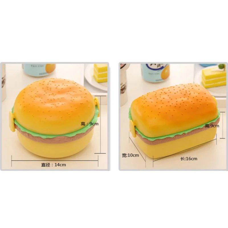 Cute Lunch Box Container Supplies Fork 3-Layer Lunch Kitchen Storage Spoon and with Bento Box Hamburger Food
