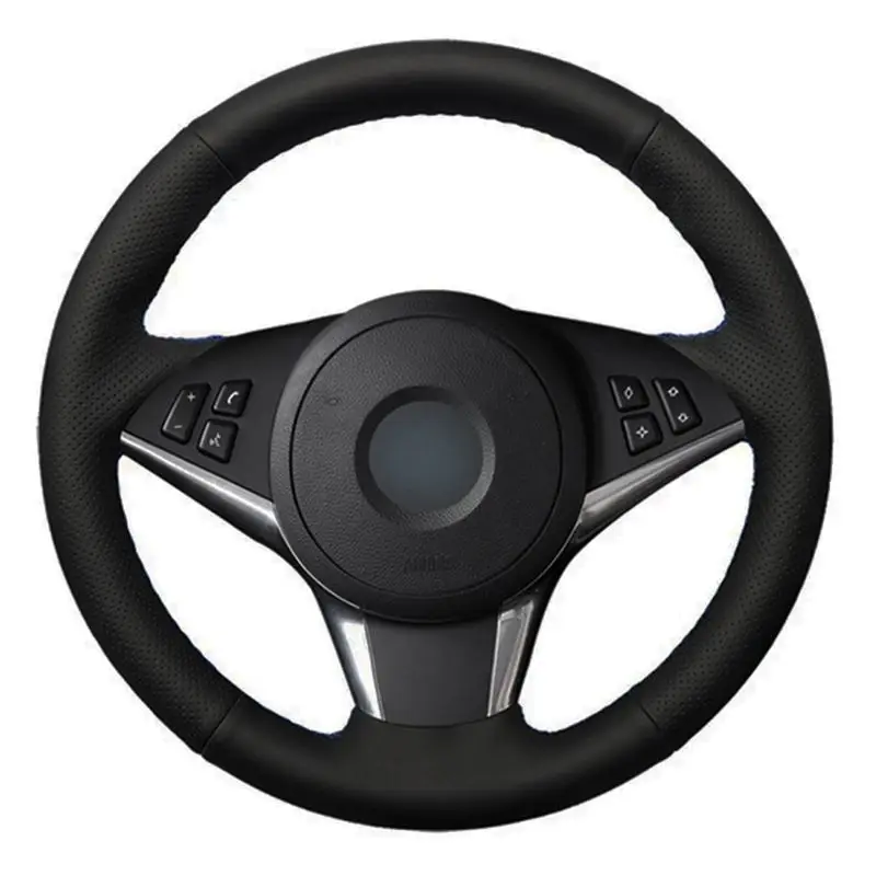 Car Steering Wheel Cover DIY Black Soft Artificial Leather For BMW E60 E61 530d 545i 550i E63 E64 630i 645Ci 650i 2003-2010 | Автомобили и