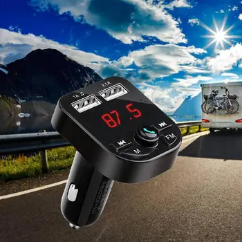 

FM Transmitter Bluetooth 5.0 Wireless Car Audio Radio MP3 Flash Card TF QC3.1A Adapter Drive Player Charging Ports with USB M1D2
