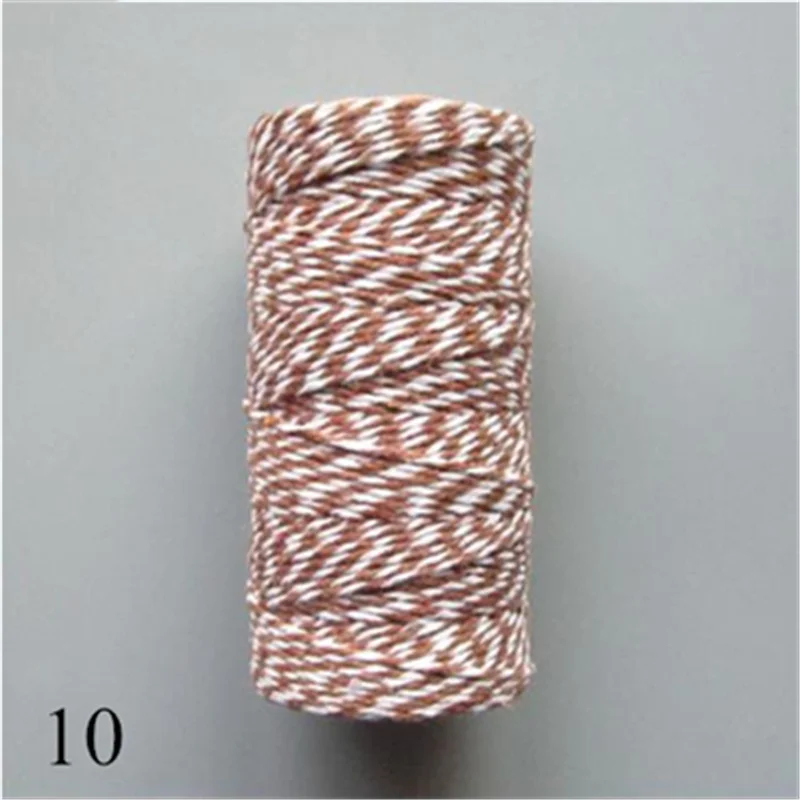 100 м/рулон двухцветный скрученный плетеный трос хлопок DIY ручной вязки шнуры Швейные аксессуары украшения Ремесло 22 цвета - Color: 10