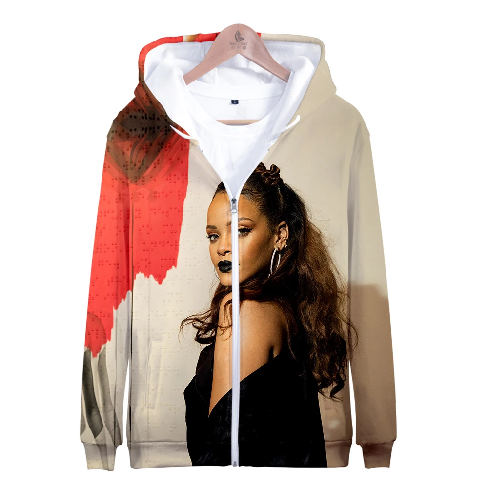 Горячая Распродажа Rihanna куртка на молнии 3D толстовки Толстовка для женщин Rihanna Harajuku толстовки плюс размер для женщин плюс размер
