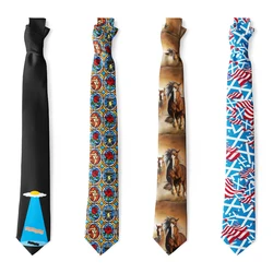 Cartoon Geometric Pattern Men's Tie Casual Print Funny 8cm Quality Polyester Tie Wedding Party Business Accessories Custom Tie
