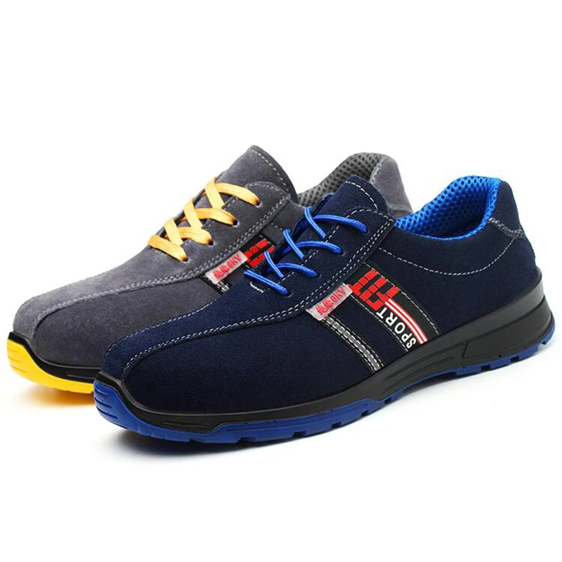 

men's leisure breathable plus size electrician insulated shoes lightweight cow suede leather welding work safety shoe security