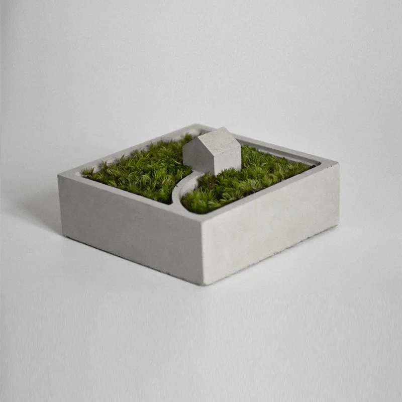 Criativo micro paisagem flowerpot molde quadrado concreto