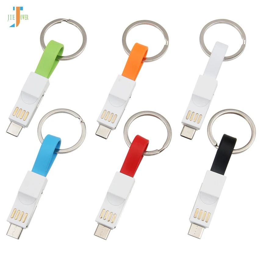 100 шт./лот 3 в 1 USB кабель плоский провод с кольцом для ключей для IPhone XS Быстрый зарядный кабель для huawei P30 Micro usb type C зарядный шнур