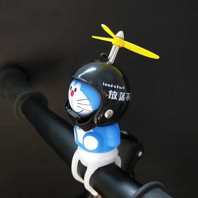 Black character Bicycle Bell Cartoon Doraemon Silicone Bike handlebar can ring and bright 1 bike bell toy for electric bike/motorcycle/helmet - Цвет: Black character
