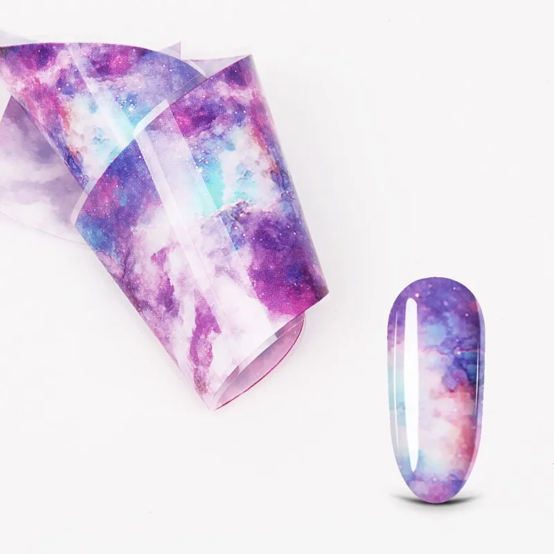 10 цветов звездное небо переводная наклейка для ногтей бумажная Вселенная Галактика звездный стиль наклейки из фольги украшения маникюра