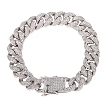 12 мм 7-" хип-хоп полный AAA CZ камень Bling Iced Out кантри кубинские звенья цепи браслеты для мужчин рэппер ювелирные изделия золото серебро