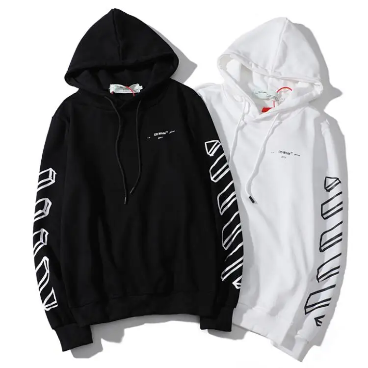 

19ss Off-White OW sketch 3D arrow Men Women Unisex autumn winter Fashion Cotton Casual Hoodie Sweatshirt Hooded loose jacket