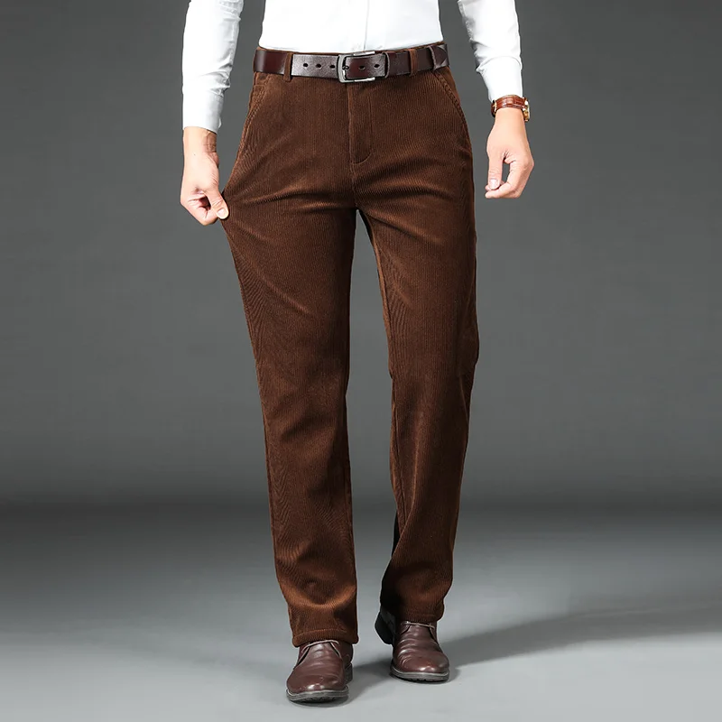 Winter Men's Fleece Corduroy Pants Business Fashion Classic Style Thick Warm Stretch Trousers Male Brand Clothing 5