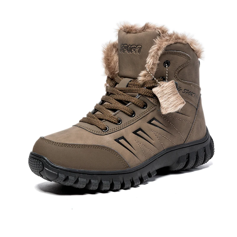 

Fashion Plus Velvet Winter Warm Men's Boot Casual Lace Up Adult Shoes Male Solid Color Comfortable Ankle Boots Chaussure Homme 6
