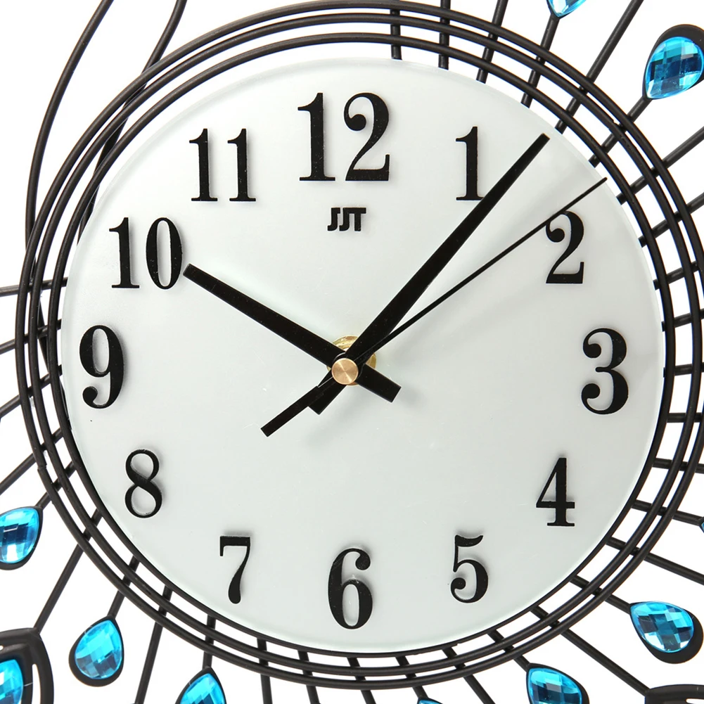 Office Fashion Gift Quartz Art Peacock Home Luxury Decoration Hanging Living Room Silent Metal Wall Clock