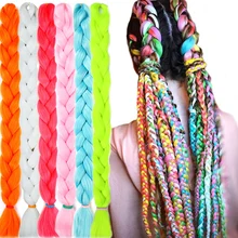 WTB Синтетические длинные огромные волосы косички розовый синий желтый чистый цвет крючком косички наращивание волос высокотемпературное волокно 165 г/упак