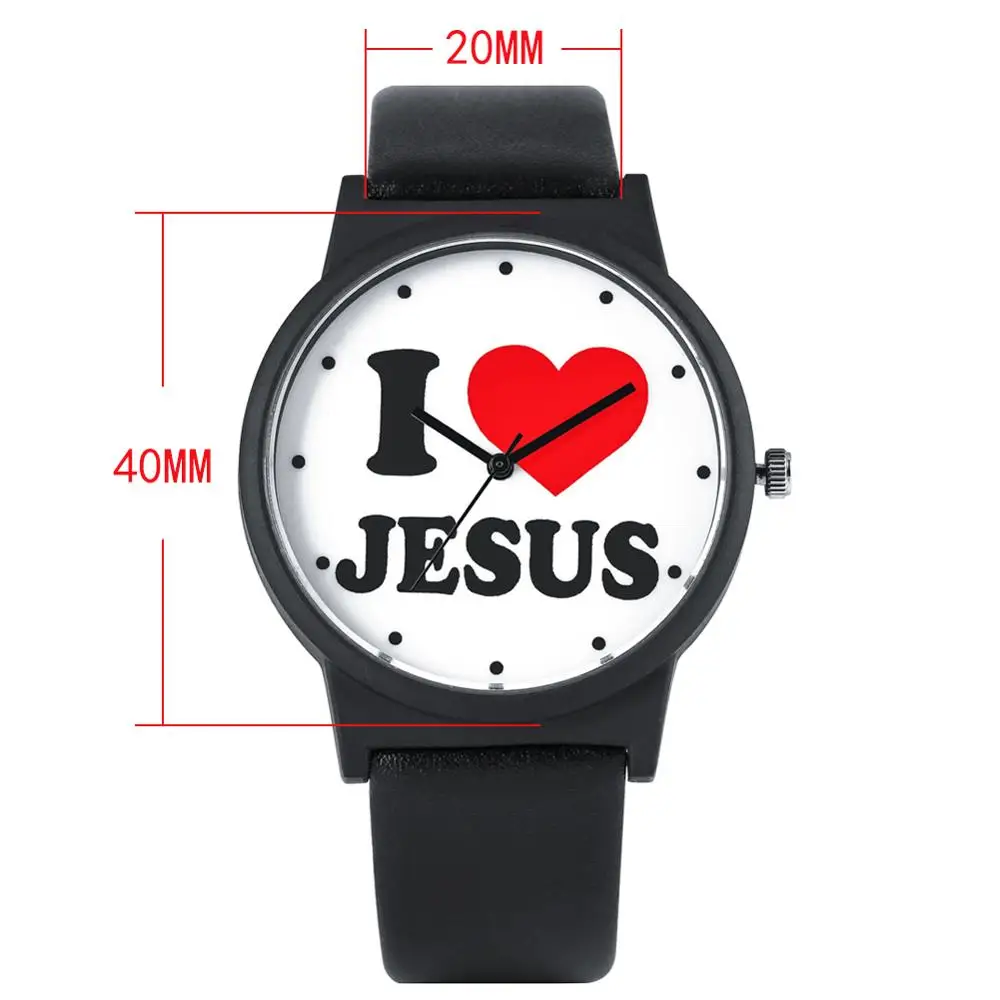 Fashion Jesus Loves Design Quartz Watch Black PU Leather Strap Men Watches Large Dial Unique Male Clock Gift relogios masculino