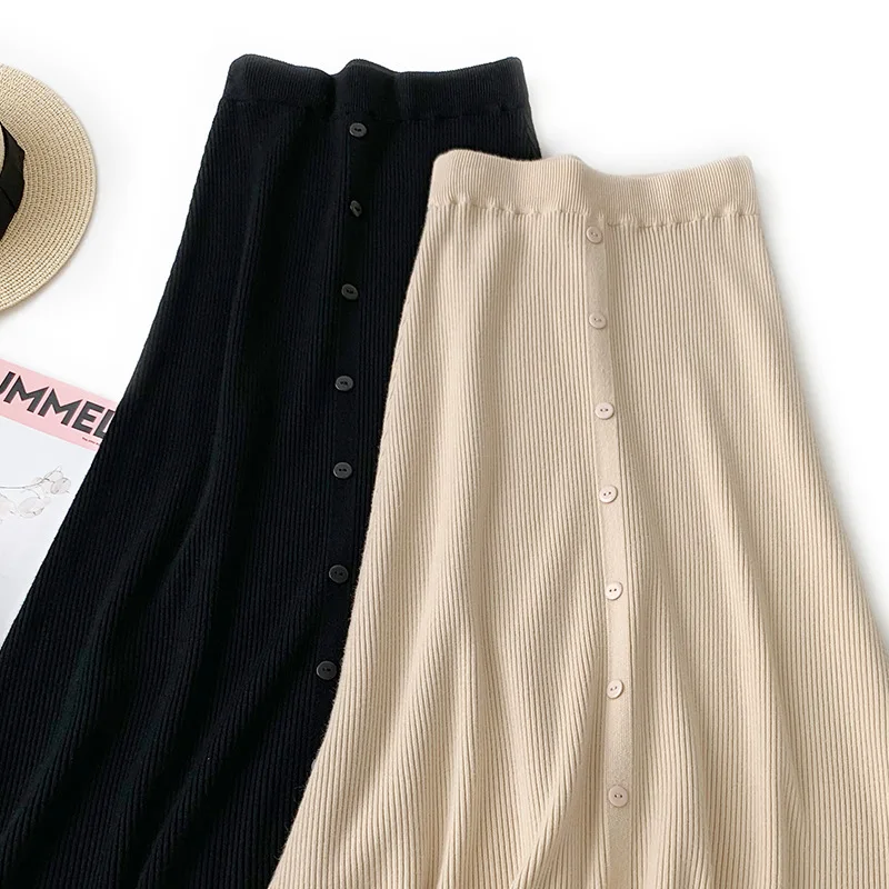 Женские вязаные юбки, длинная юбка, женская модная юбка QY01