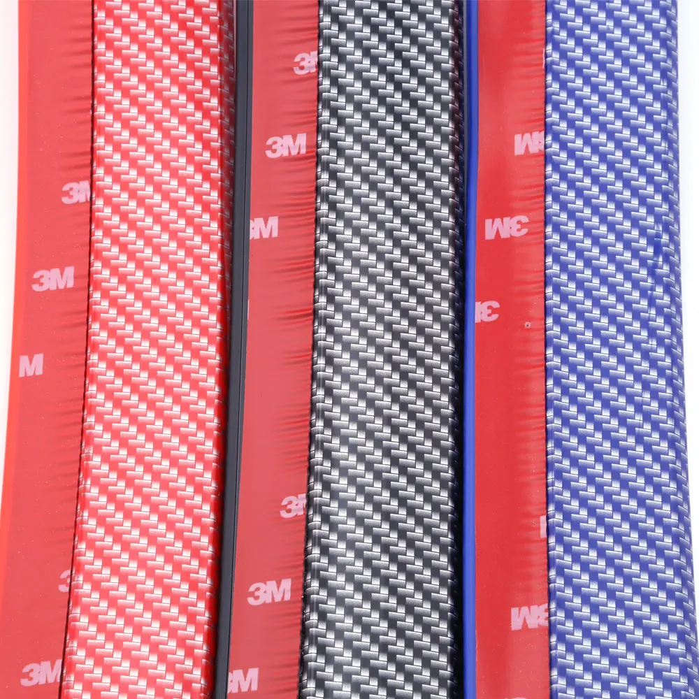 Car Door Bumper Carbon Fiber Rubber Lip 65mm Width Strip 2.5m Car Bumper Lip Strip Protectors Splitter Body Kits Spoiler Bumpers