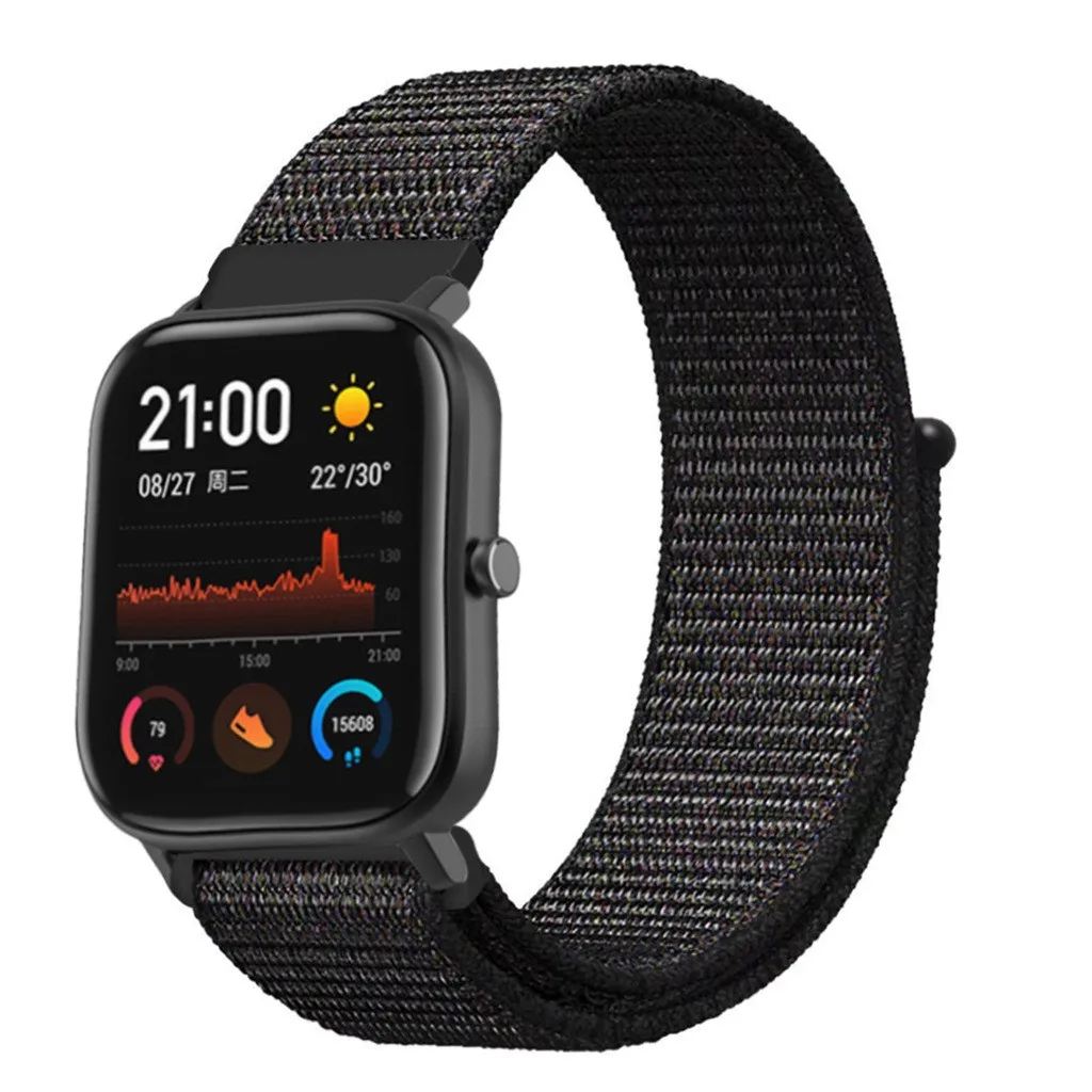 Ремешок на запястье с нейлоновой петлей для Huami Amazfit GTS, ремешок для умных часов, сменный мужской Т-образный ремешок, Женский Мужской спортивный цветной браслет, 19Sep