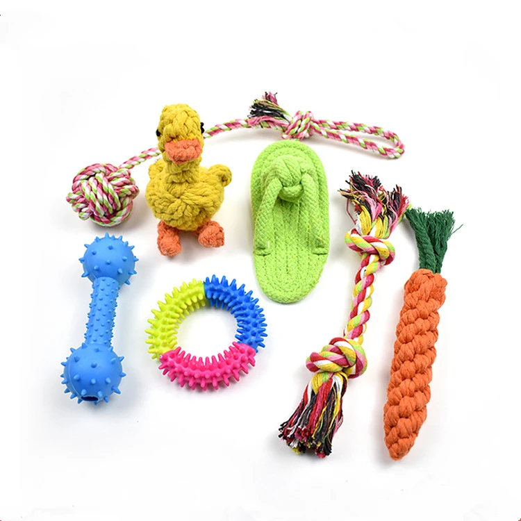 

Dog Teething Toys 7 Pack Pet Dog Toothbrush Interactive Dog Toys for Dogs Chew Toy Washable Large&Small Puppy Pet Playing Set