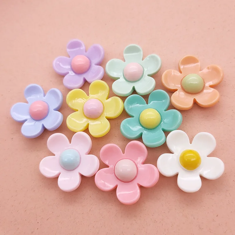 

10PCS 20mm Diy Resin Five-petal Flower Jewelry Children's Hair Accessories Mobile Phone Case Beauty Accessories