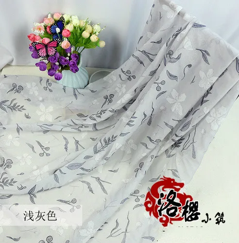 Печатные шифоновые ткани Традиционный китайский костюм ханьфу шелковые шарфы Материал Весна и лето платья юбки и для одежды из ткани - Цвет: Light gray