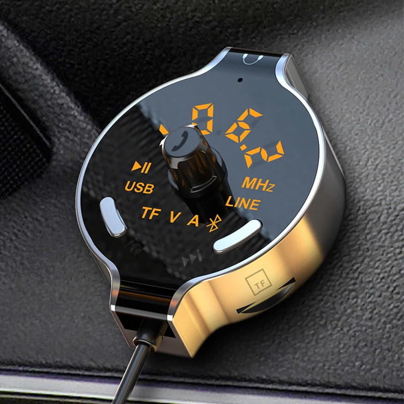 

Car Wireless Bluetooth FM Transmitter Car Kit Hands-free Calling MP3 Player Battery Voltage Display Support Dual USB Charge AUX