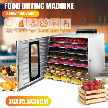 

8 Trays Stainless Steel Food Dehydrator Pet Snacks Dehydration Dryer Fruit Vegetable Herb Meat Electric Drying Machine 220V