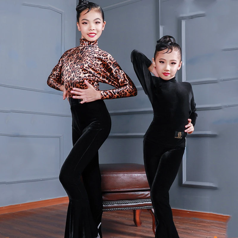 Лидер продаж костюм для латинских танцев комплект девочек топы штаны детская