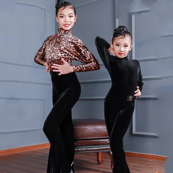 

Hot Latin Dance Costume Set For Girls Dance Tops Pants Kids Professional Dance Clothing Children Dance Performance Suit BL3120