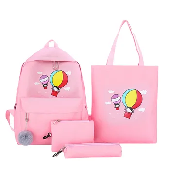 

Cartoon Alphabet Student Backpack Casual Arge Capacity Travel Backpack Travel 4 Piece Set Business Lady School Bag 0227