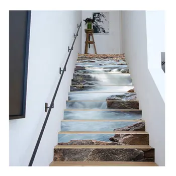 

13pcs Stair Stickers Flowing Water Pattern Self-Adhesive Waterproof Stairs Sticker Decoration wall sticker Decals-30