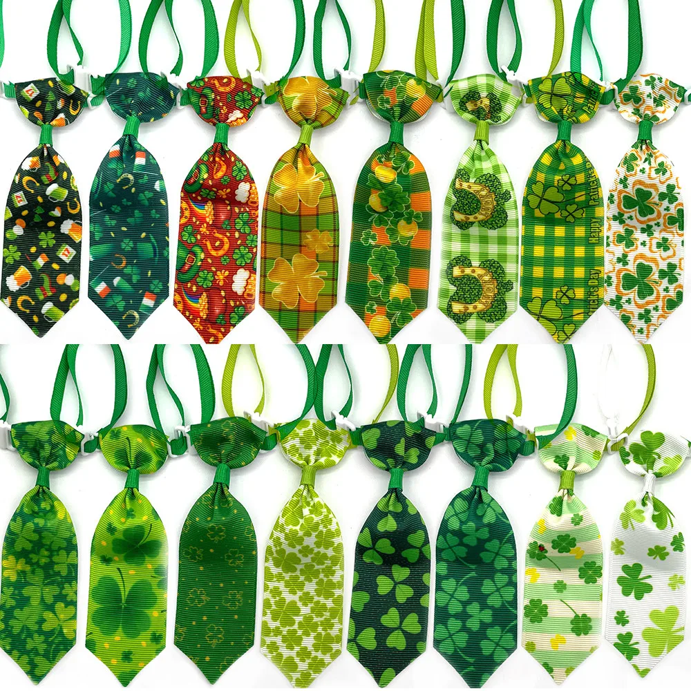 

50/100pcs St. Patrick Day Pet Products Clover Dog Bow Ties Cat Dog Bow Tie Neckties for Holiday Small Dog Grooming Accessories