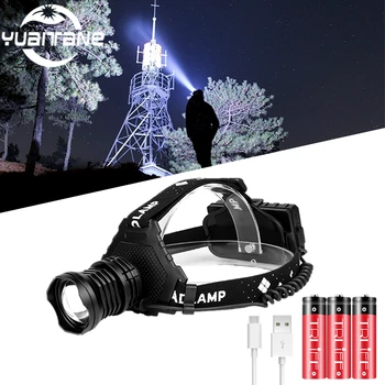 

USB rechargeable XHP70.2 LED Headlights Waterproof Comfort Head Torch Emergency light for Camping Fishing Hiking use 3*18650