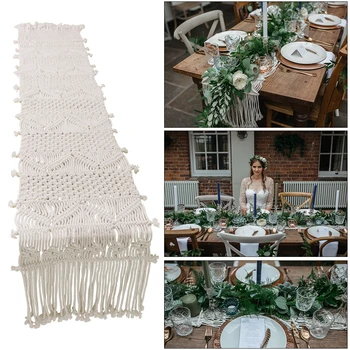 

Macrame Table Runner With Tassels Bohemian Woven Table Runner Wedding Decoration Nordic Style Boho camino de mesa