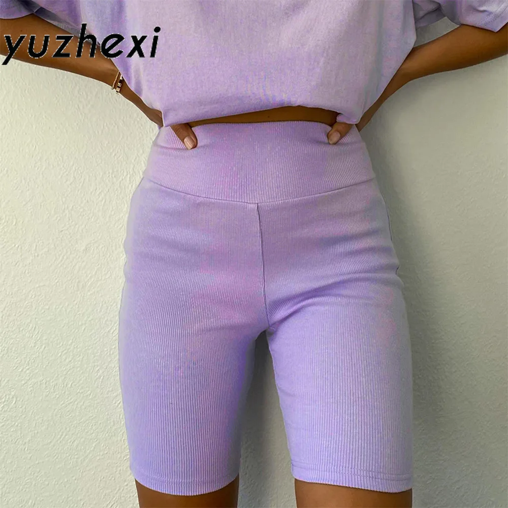 

Велосипедные шорты YUZHEXI, из хлопка, с высокой талией, эластичные, спортивные, однотонные, для фитнеса