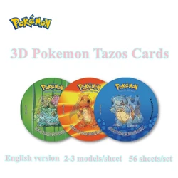 Jeu de cartes Pokemon Tazos, jeu de cartes brillantes 3d, jeu complet de cartes rondes en plastique, dessin animé limité, collection Pokemon, cadeau 