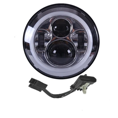 Мотоцикл 7 светодиодные фары Angel eyes halo+ 4,5 дюймов ближнего света с белым DRL для Harley Road King Softail Electra Glide - Цвет: only chrome 7 inch