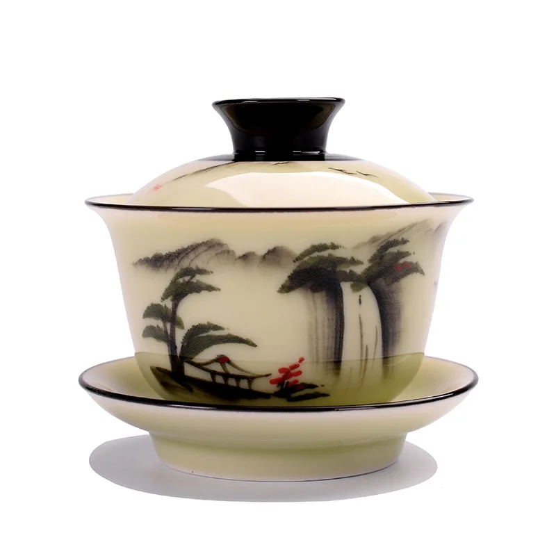 150ml Creative chinese landscape painting Gaiwan Tea Set Ceramic Teaware Sets Tea Set Teapot Teaset Tea Cups Of Tea Ceremony photo