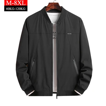 

Spring and Autumn 2020 New Men's Jacket 8XL Fashion Baseball Collar Casual Streetwear Windbreaker Black Zipper Jacket Men's Coat