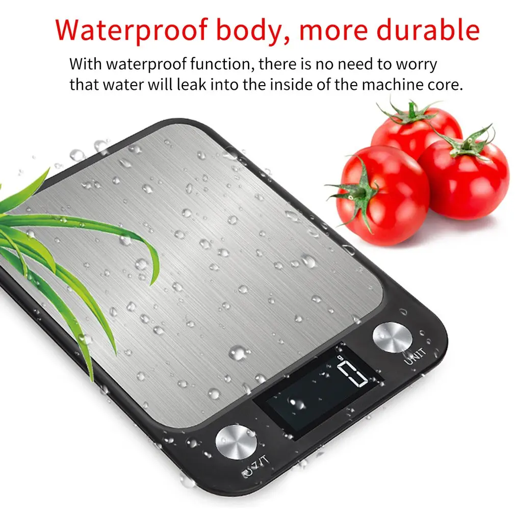 Kitchen Digital Scale Flat Stainless Steel Scale Portable LED Electronic Scales Food Measuring Charging Mode Weigh Balance